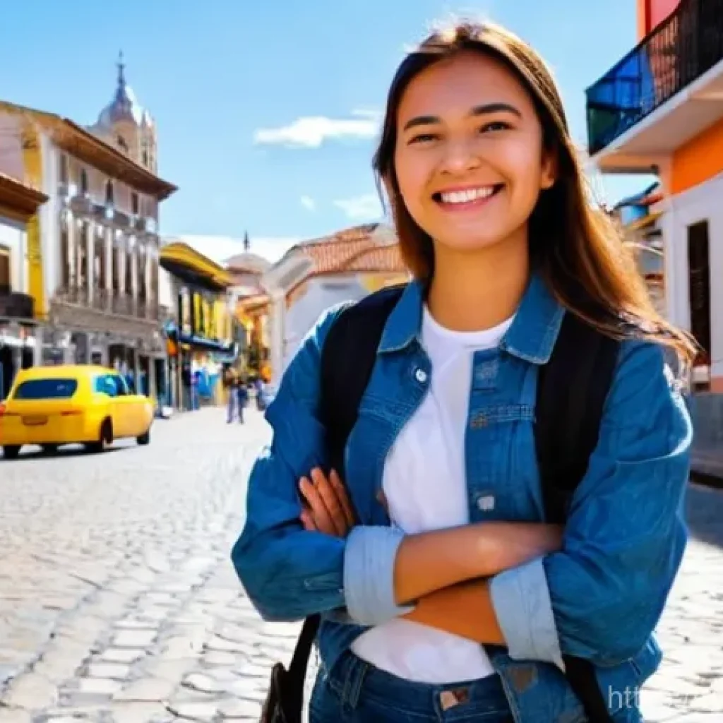 에콰도르 마약 관련 주의사항 - **Prompt:** A young female traveler, dressed in comfortable, modest casual wear (jeans, a t-shirt, a...