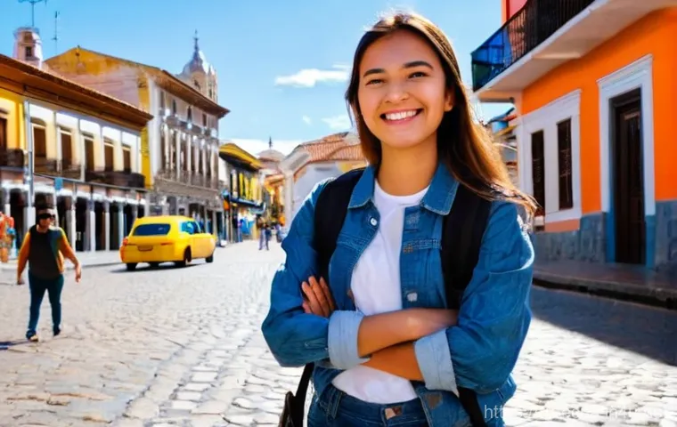 에콰도르 마약 관련 주의사항 - **Prompt:** A young female traveler, dressed in comfortable, modest casual wear (jeans, a t-shirt, a...