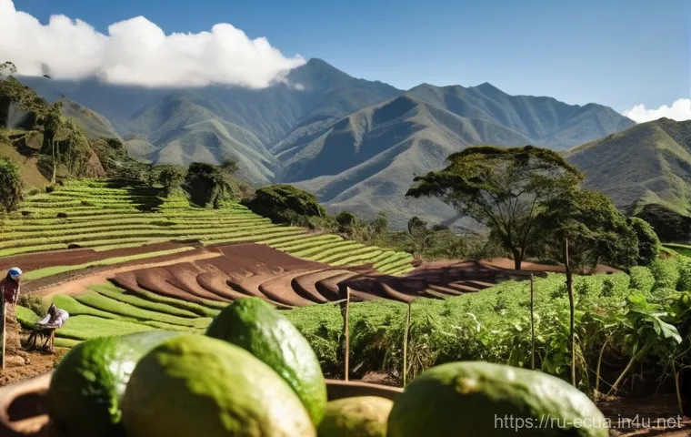 에콰도르에서 농촌 체험 관광 - **Ecuadorian Coffee Farm Experience:**
"A vibrant, sunny day on a traditional Ecuadorian coffee ...
