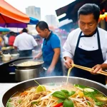 Home 10 에콰도르에서 동남아시아 음식점 찾기 - **Prompt 1: Bustling Ecuadorian Street Food with Asian Flavors**
A vibrant, dynamic street food ...