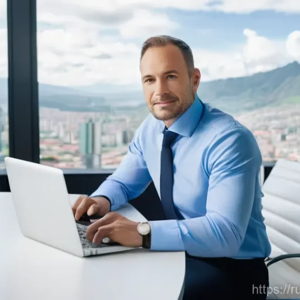 에콰도르에서 창업하기 좋은 산업 - **Prompt:** A confident male entrepreneur, appearing to be in his late 30s to early 40s with a Europ...