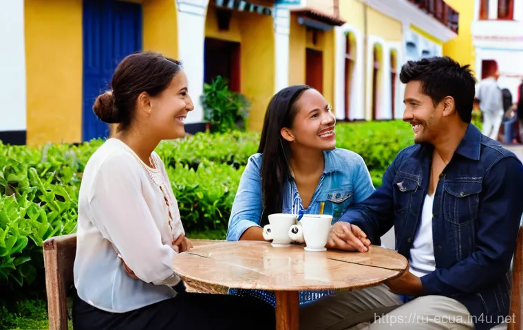 에콰도르에서 창업하기 좋은 산업 - **Prompt:** A diverse group of four individuals, including a family with a child (around 5-7 years o...