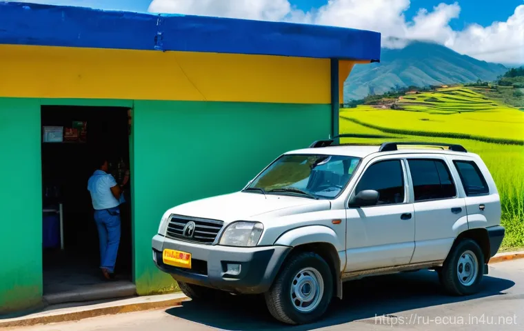 에콰도르 운전 시 주의할 점 - A dynamic, eye-level street photography shot capturing a bustling intersection in a vibrant Ecuadori... 에콰도르 운전 시 주의할 점 - A dynamic, eye-level street photography shot capturing a bustling intersection in a vibrant Ecuadori...